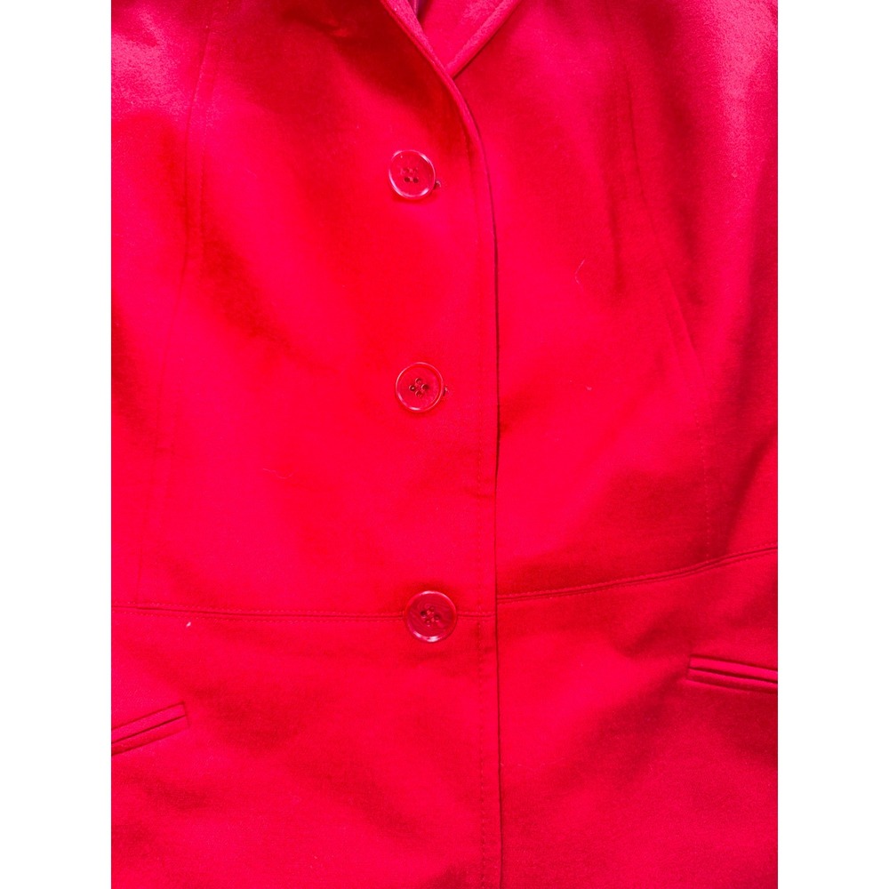 Talbots Blazer Womens 12P Red Excellent Wool Blend Stand Collar 3-Button Jacket - Picture 3 of 7